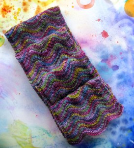 Simple ripple scarf using two skeins of Koigu