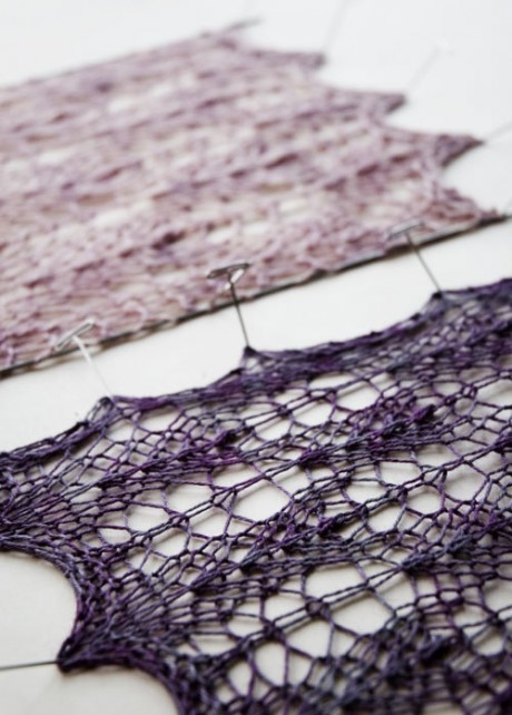 Blocking Swatches for Beginner's Lace Shawl