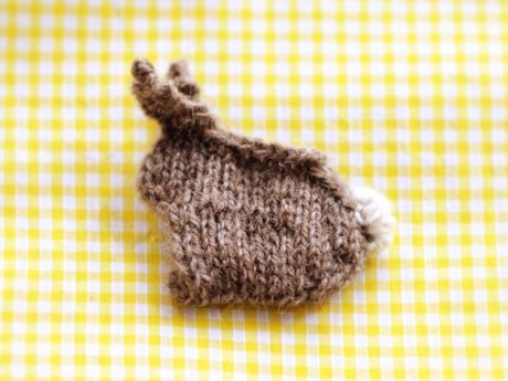 This shows the "wrong side" of the bunny, all in knit stitches.