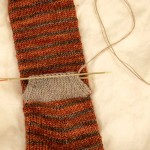 Photo of an afterthought heel in a knitted sock