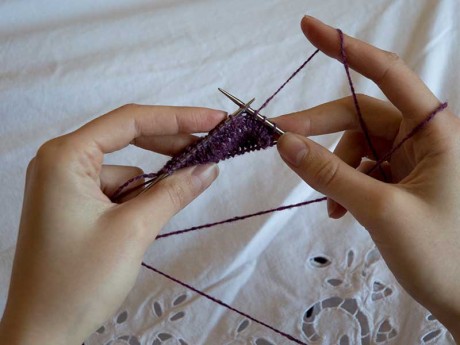 5. Continue knitting in the round. 