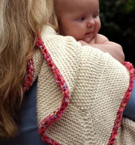 Mac and Me- Fabric Trimmed Baby Blanket. Loop, London. www.loopknitlounge.com