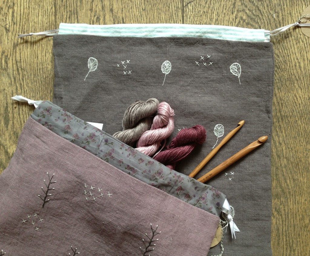 Tiny Happy Project Bags for Loop, with Quince & Co. Sparrow. Loop, London