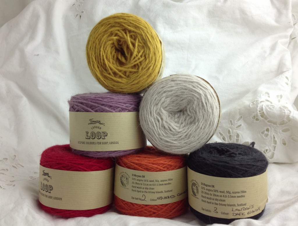 Custom Colours for Loop! CW from Top - Magical Goose, Ghost, London's Dark Evening, Squashed Clementine, Prince Suitcase, Plum Stain