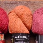 Shilasdair Luxury DK (L-R) Rowan Berry, Wild Mushroom, Foxglove. Loop, Loop. www.loopknitlounge.com
