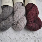 Brooklyn Tweed Loft (L-R) Stormcloud, Postcard and Homemade Jam. Loop, London. www.loopknitlounge.com