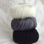 Juniper Moon Findley DK. (Top- Bottom) 01 Fresco, 04 Graphite, 02 Midnight. Loop. London. www.loopknitlounge.com