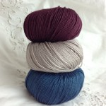 Juniper Moon Findley DK. (Top- Bottom) 19 Purple, 03 Buckwheat, 06 Rappahannaock. Loop. London. www.loopknitlounge.com