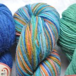 Misti Sock Yarn – (L-R) TF49 Mirror Lake, H57 Polar Sunset, TF43 Mint. Loop, London. www.loopknitlounge.com