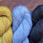 Blue Sky Alpaca Melange (L-R) 807 Dijon, 812 Blue Cheese, 803 Licorice. Loop, London. www.loopknitlounge.com