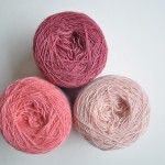 Cowgirlblues Lace (CW from Top) Dusty Rose, Candyfloss, Blossom. Loop, London. www.loopknitlounge.com