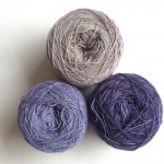 Cowgirlblues Lace (CW from Top) Sable, Aubergine, Lavender. Loop, London. www.loopknitlounge.com