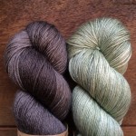 Eden Cottage Titus 4ply (L-R) Charocal and Misty Woods. Loop, London. www.loopknitlounge.com