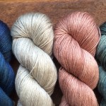 Eden Cottage Titus 4ply (L-R) Midnight, Steel, Oak, Hyssop. Loop, London. www.loopknitlounge.com