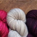 Madelineosh Sock (L-R) Coquette, Smoke Stack, Purple Basi. Loop, London. www.loopknitlounge.com