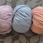 DMC Natura XL Just Cotton. L-R -41 Dusky Rose,12 Lilac, 04 Pink. Loop, London.www.loopknitlounge.com