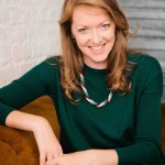 Claire Montgomerie wearing her design, Mette Necklace. Loop, London