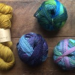 Eden Cottage Hayton in Marigold and Crazy Zauberball 	1699,	2136 and 2170. Loop, London www.loopknitlounge.com