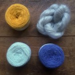 Orkney Angora Magical Golden Goose, Sage and Slate, Shibui Silk Mohair in Ash. Loop, London www.loopknitlounge.com