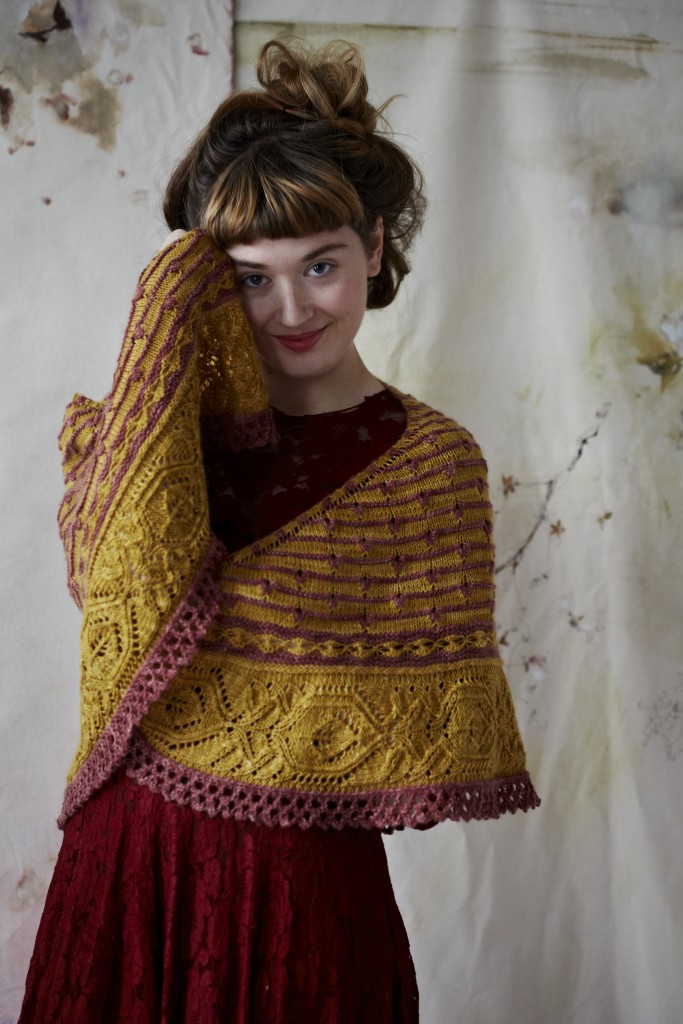 Piccadilly Shawl at Loop London. By Justyna Lorkowska for Loop. Knit with Eden Cottage Yarns, Hayton
