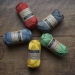 Scheepjes Catona Cotton. (CW from bottom) 249 Saffron, 242 Metal Grey, 388 Rust, 387 Dark Olive, 212 Sage Green, Loop, London www.loopknitlounge.com
