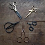 Scissors at Loop. CW from top, Brass Scissors, Rooster Scissors, Flower Power Scissors, Copper Vintage Scissors, Bonsai Scissors.
