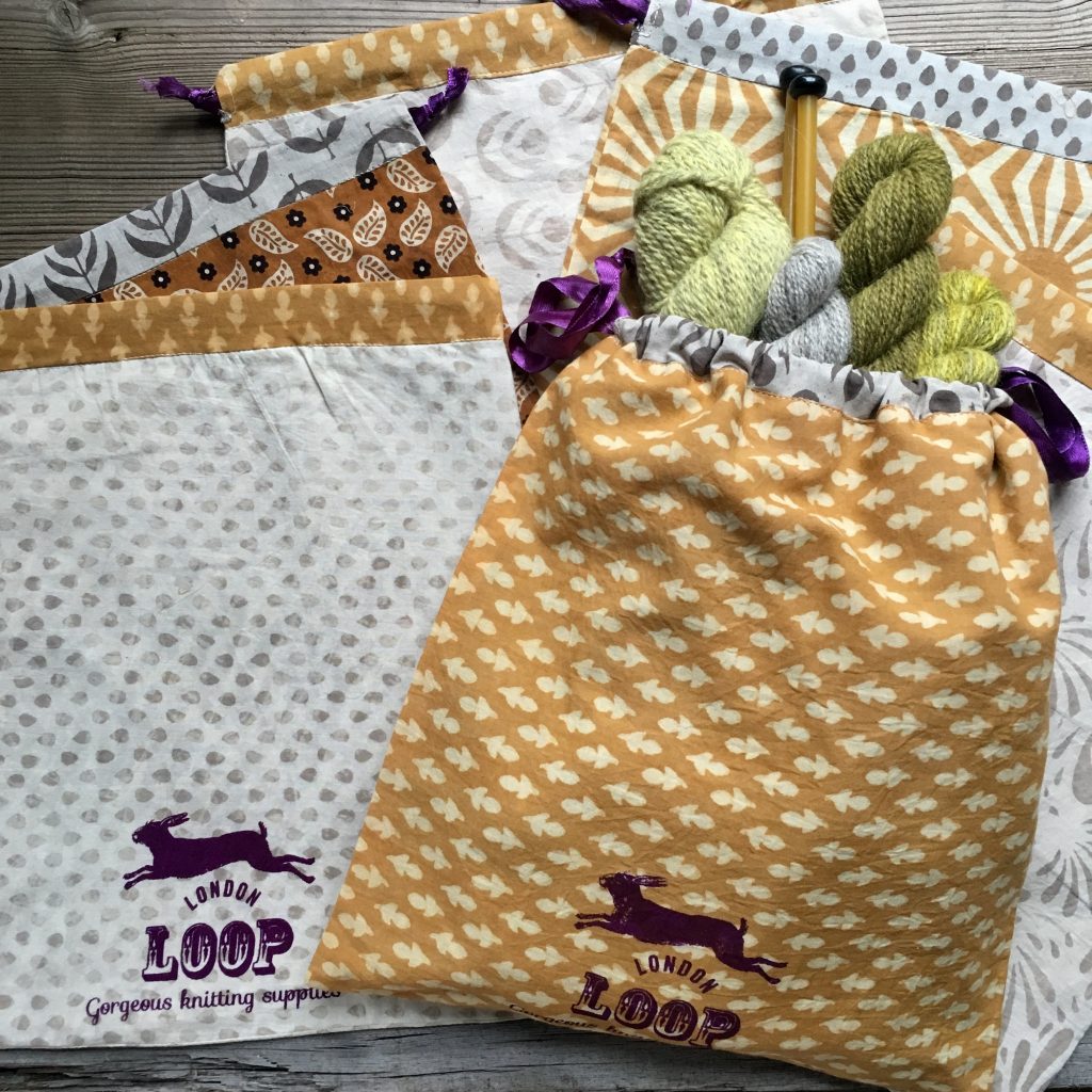 block printed project bags