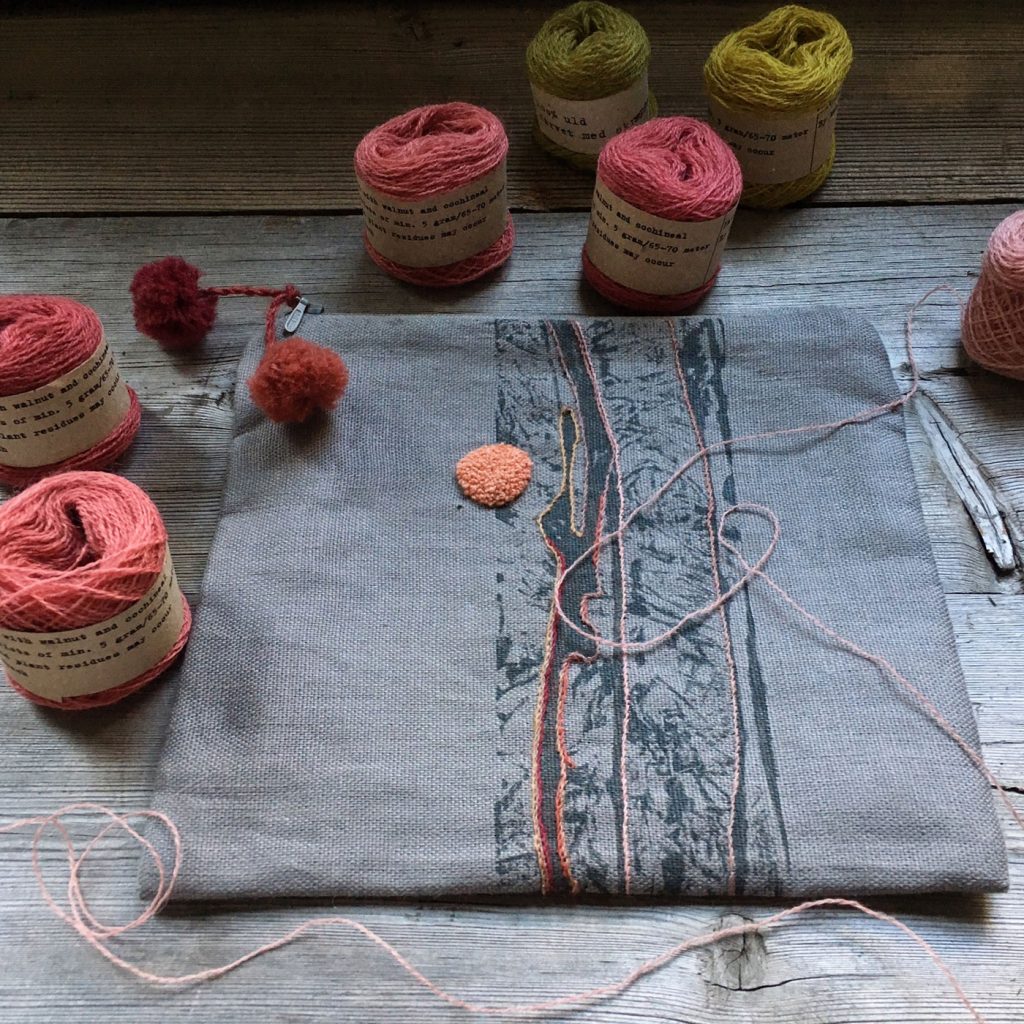 Embroidery with Mette Mehlsen's plant dyed yarns at Loop London.