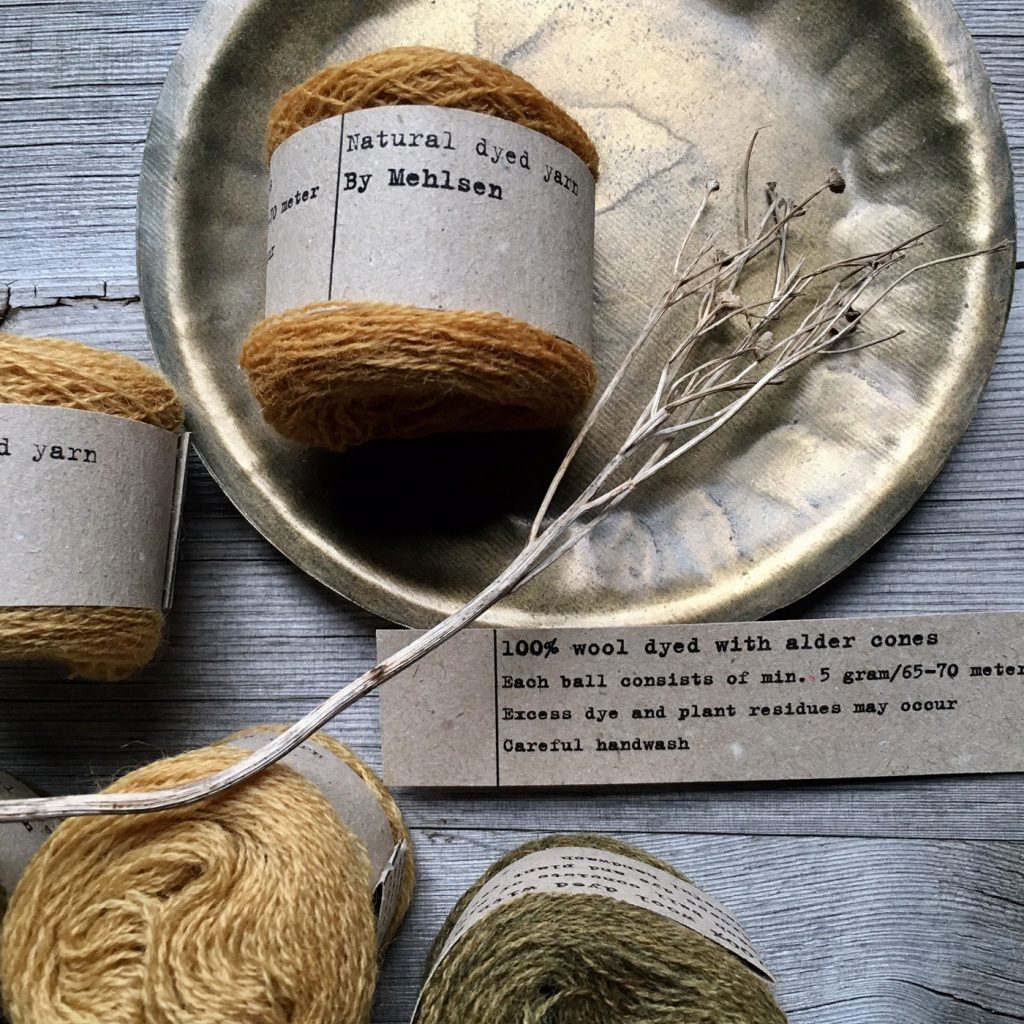 Yarn dyed with Alder cones by Mette Mehlsen for Loop London