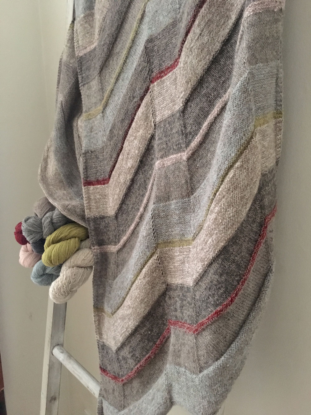 Isager Tokyo shawl with Isager yarns at Loop London
