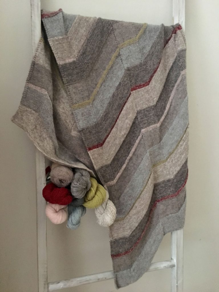 Isager Tokyo shawl with Isager yarns at Loop London