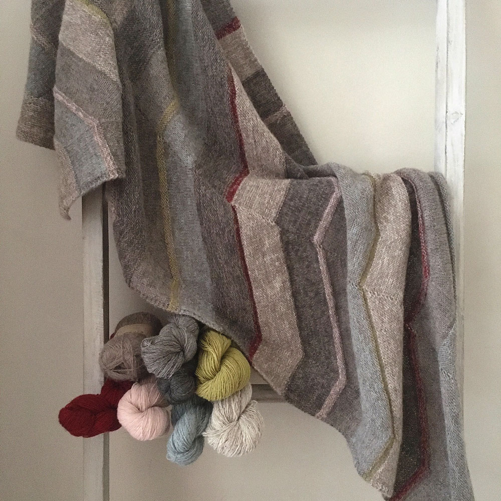 Isager Tokyo shawl with Spinni yarns at Loop London