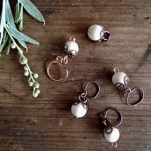 Copper Berry handmade stitch markers at Loop London
