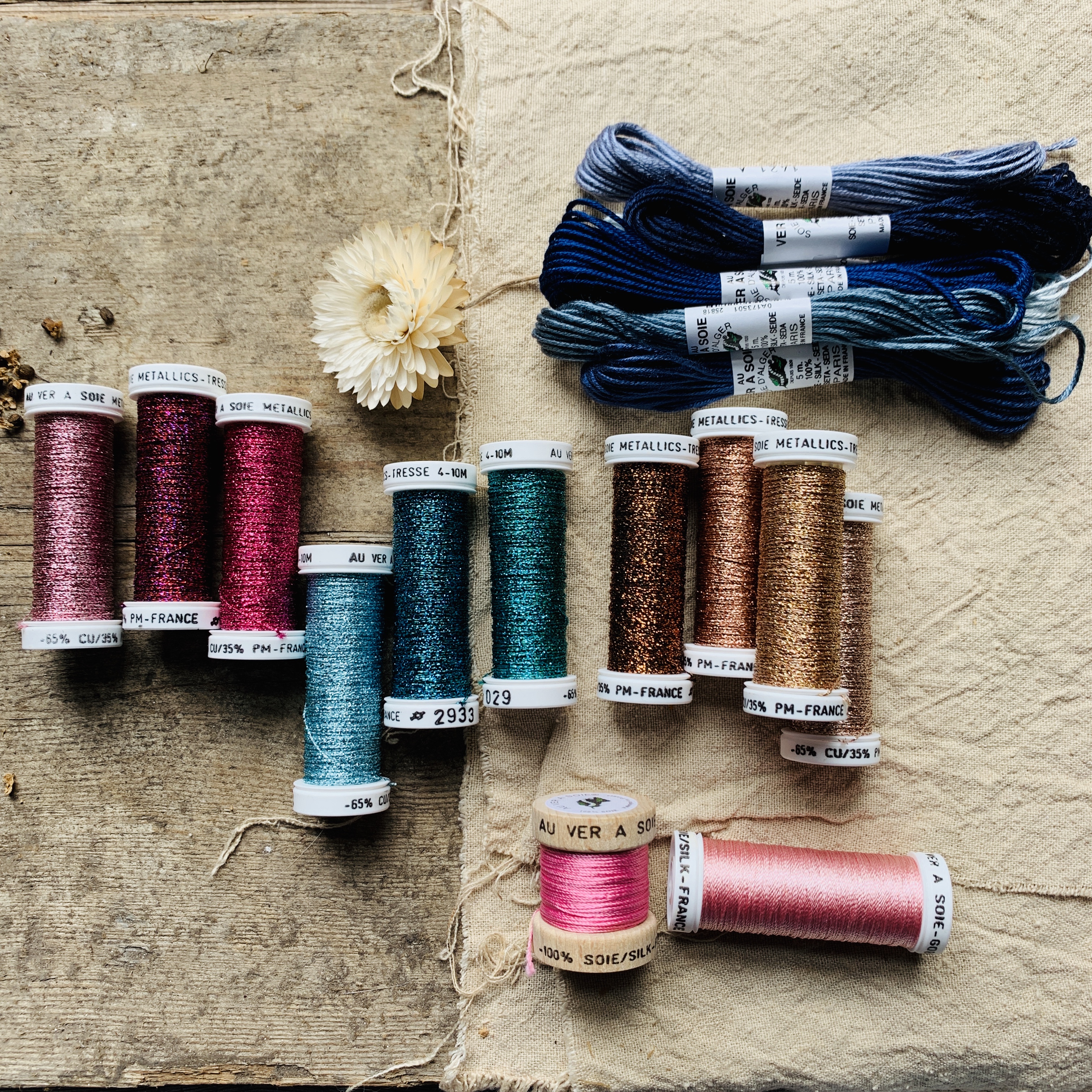 Beautiful Parisian silk threads for all kinds of stitching