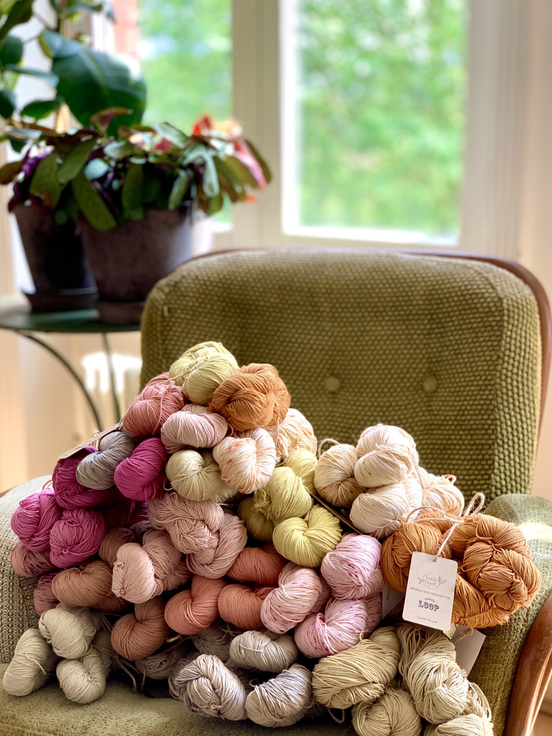 Welcoming Town Dyer Naturally Dyed Organic Cotton yarns just for Loop!