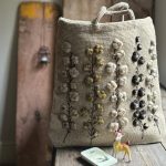 Sophie Digard Crocheted bag with Puffy Embroidered Flower Stems in String – wren and gold – at Loop London