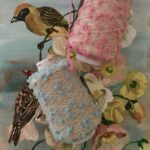 Oshare pompom yarn in pink and blue at Loop London